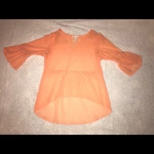 Ambiance Apparel coral high/low blouse